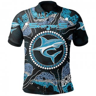 Camiseta Polo Cronulla Sutherland Sharks Rugby 2021 Indigena