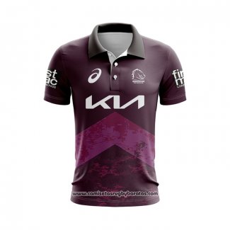 Camiseta Polo Brisbane Broncos Rugby 2024 Entrenamiento Fucsia